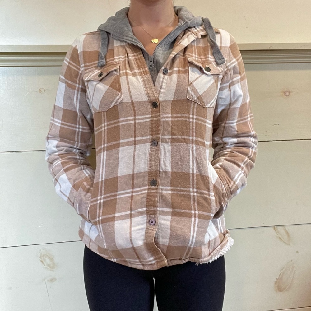 Natural Reflections Cream and Gray Hooded Jacket